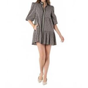 NEW EMILY MCCARTHY sadie dress in black tonal monogram